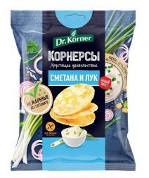 Чипсы цельнозерновые кукурузно-рисовые со сметаной и зеленым луком Dr. Korner (50 г)