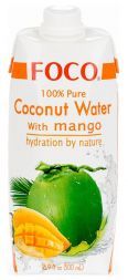 Кокосовая вода с манго 100% натуральный напиток без сахара FOCO (500 мл)